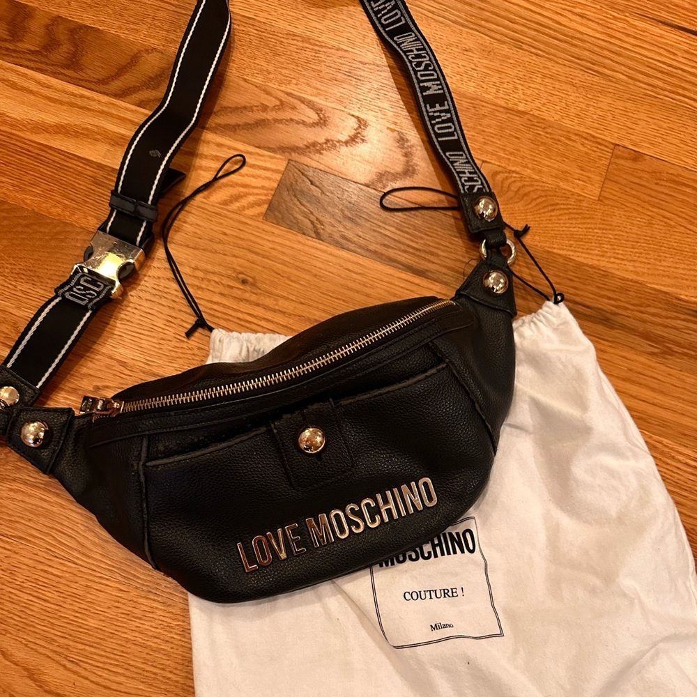 Love Moschino Black Crossbody Bag with Gold Details